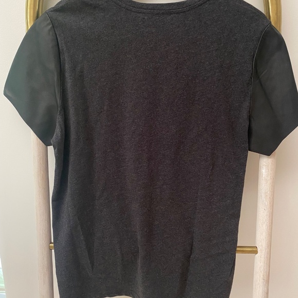 Vince Lamb Leather Short Sleeve Dark Gray Tee Size L - Picture 5 of 9